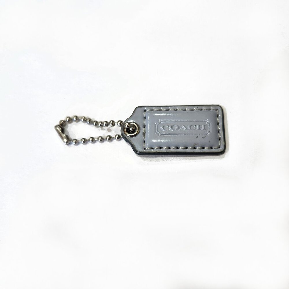 Coach Mini Hangtag Gray Blue Patent Leather